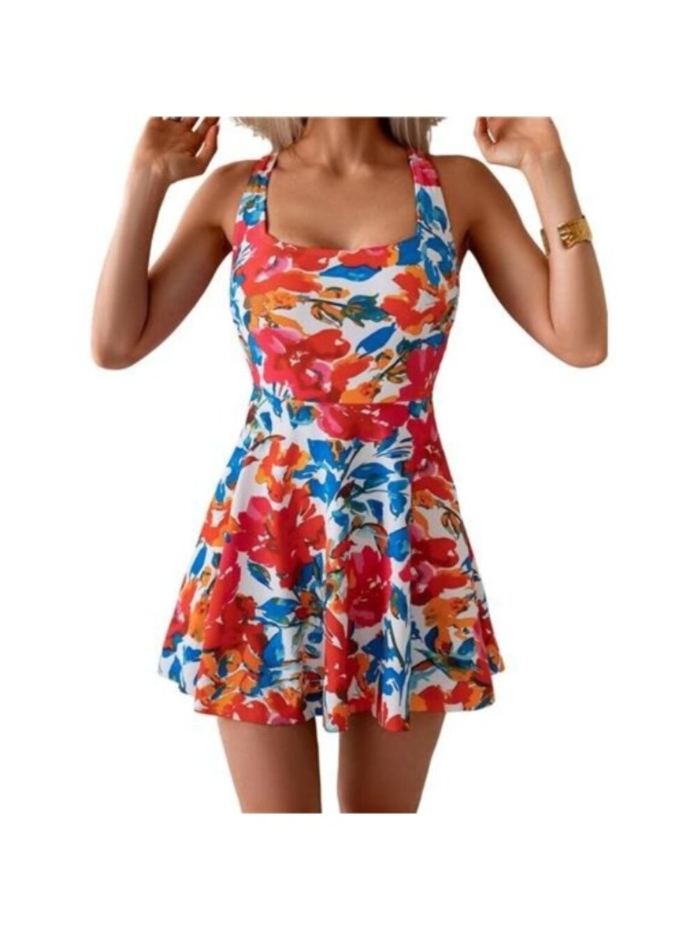 Women's One Piece Swimsuit Tummy Control Modest Full Coverage with Skirt